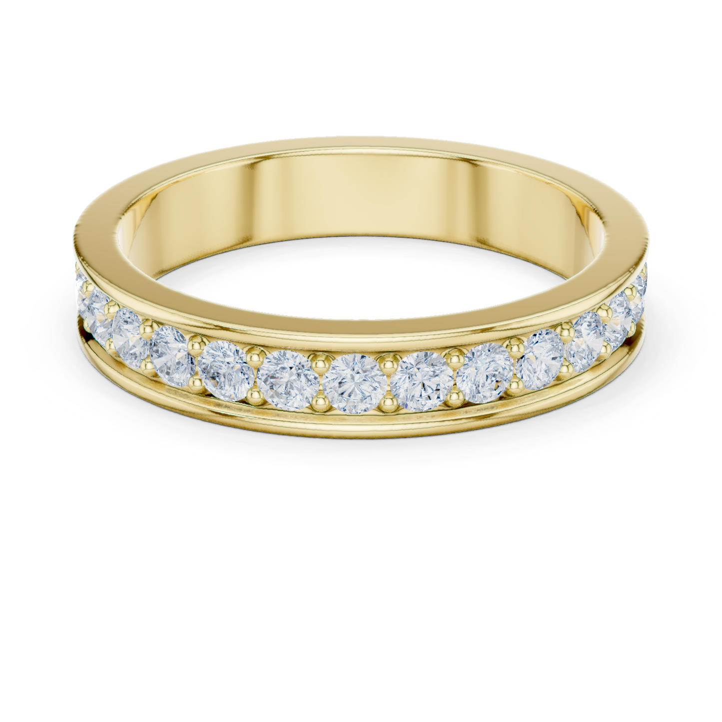 Unique Round Cut Lab Grown Diamond Channel Set Handcrafted Wedding Band - HIGHCARAT DIAMONDS