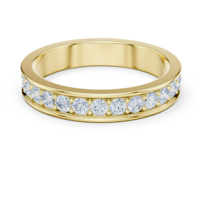 Unique Round Cut Lab Grown Diamond Channel Set Handcrafted Wedding Band - HIGHCARAT DIAMONDS