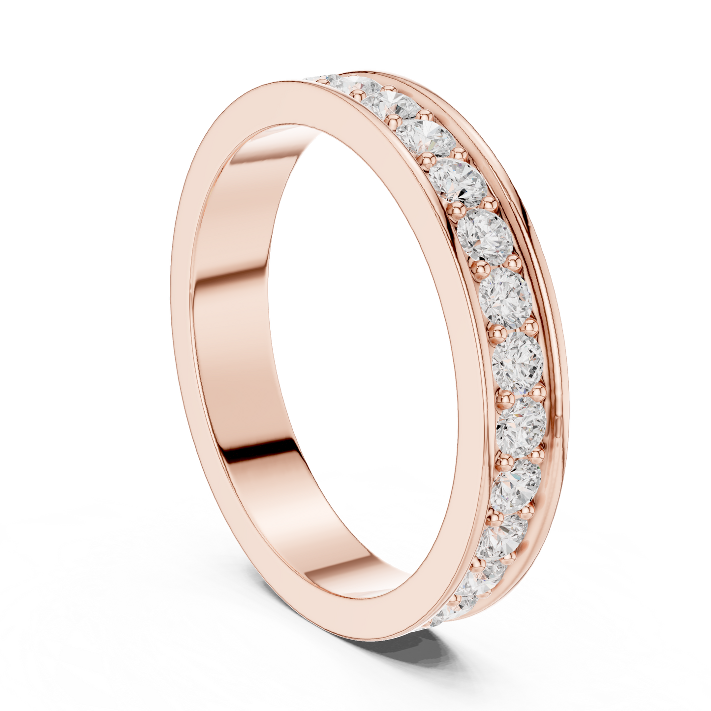 Unique Round Cut Lab Grown Diamond Channel Set Handcrafted Wedding Band - HIGHCARAT DIAMONDS