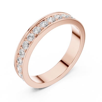 Unique Round Cut Lab Grown Diamond Channel Set Handcrafted Wedding Band - HIGHCARAT DIAMONDS