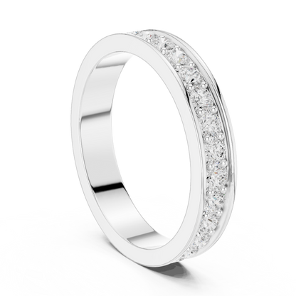 Unique Round Cut Lab Grown Diamond Channel Set Handcrafted Wedding Band - HIGHCARAT DIAMONDS