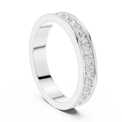Unique Round Cut Lab Grown Diamond Channel Set Handcrafted Wedding Band - HIGHCARAT DIAMONDS