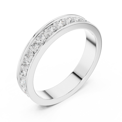 Unique Round Cut Lab Grown Diamond Channel Set Handcrafted Wedding Band - HIGHCARAT DIAMONDS