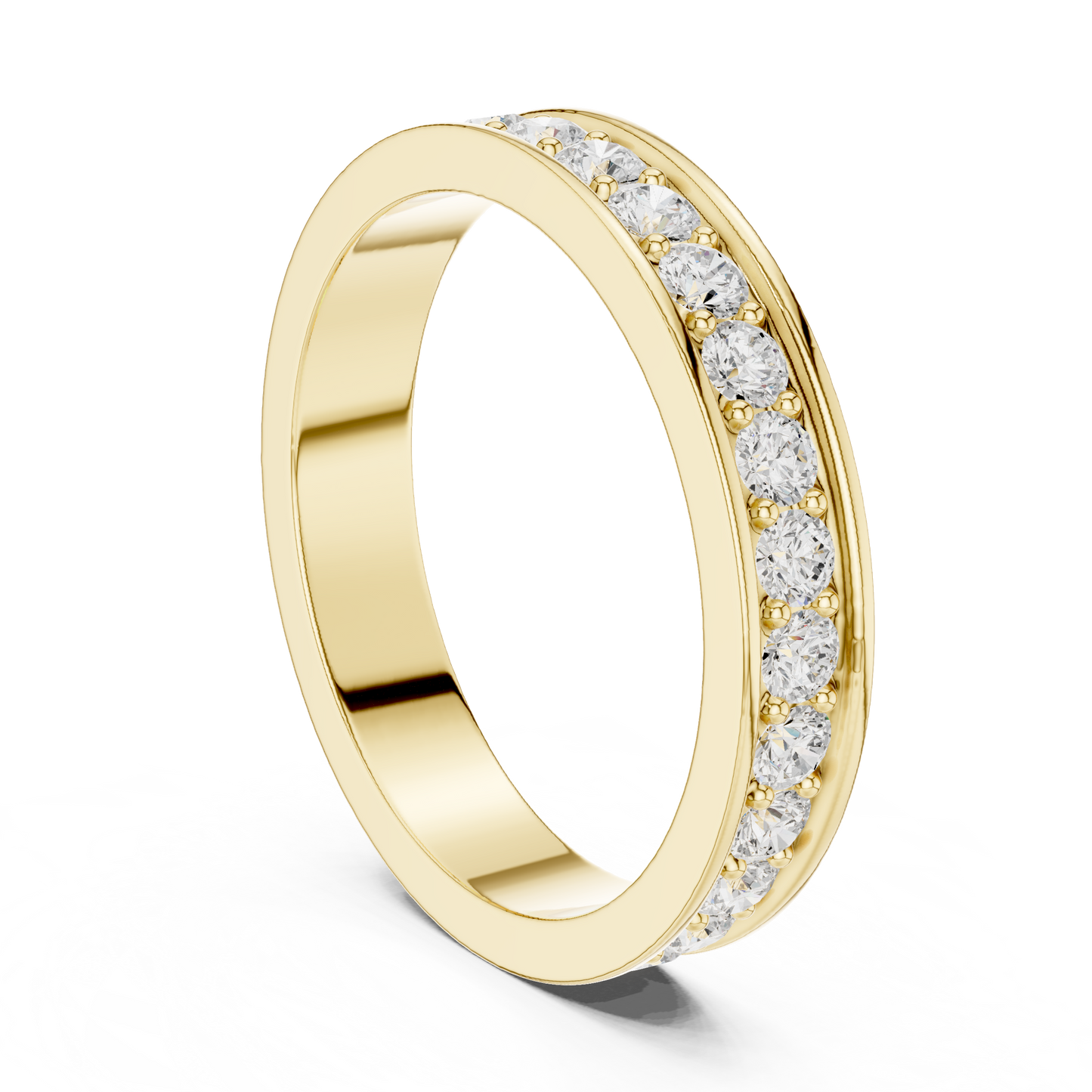 Unique Round Cut Lab Grown Diamond Channel Set Handcrafted Wedding Band - HIGHCARAT DIAMONDS