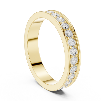 Unique Round Cut Lab Grown Diamond Channel Set Handcrafted Wedding Band - HIGHCARAT DIAMONDS