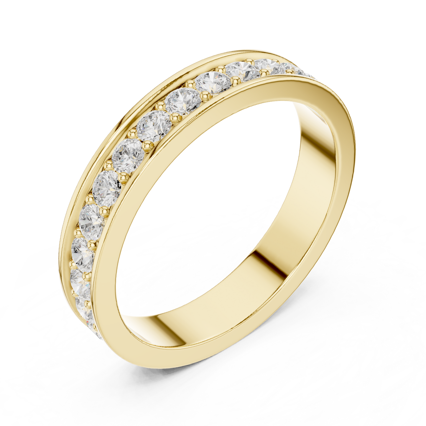 Unique Round Cut Lab Grown Diamond Channel Set Handcrafted Wedding Band - HIGHCARAT DIAMONDS
