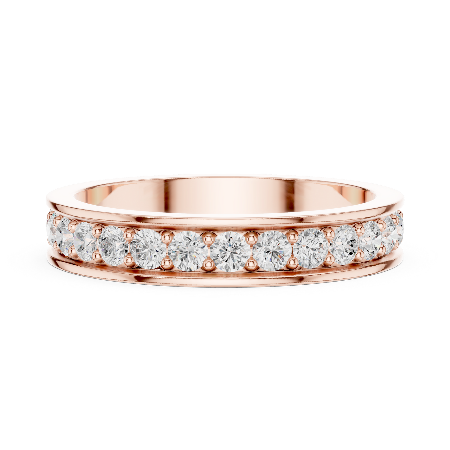 Unique Round Cut Lab Grown Diamond Channel Set Handcrafted Wedding Band - HIGHCARAT DIAMONDS