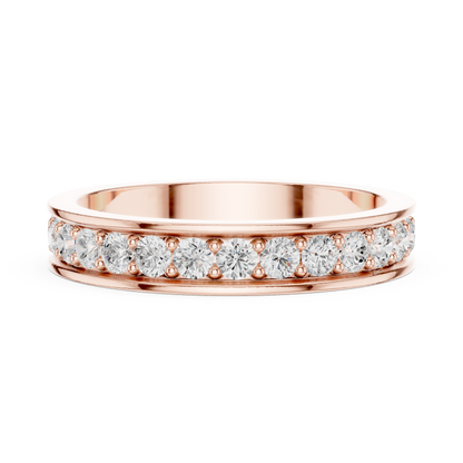 Unique Round Cut Lab Grown Diamond Channel Set Handcrafted Wedding Band - HIGHCARAT DIAMONDS