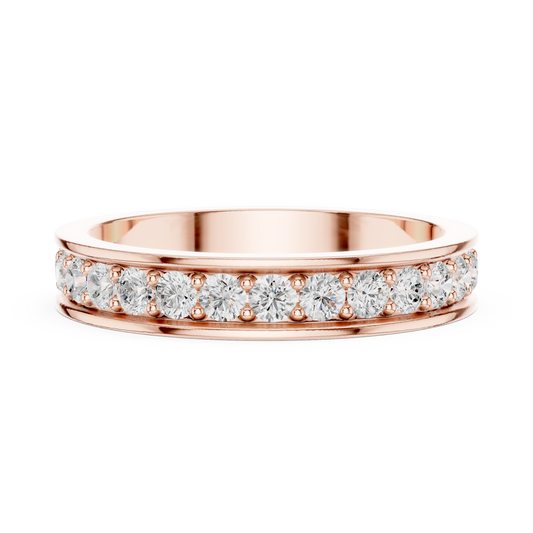 Unique Round Cut Lab Grown Diamond Channel Set Handcrafted Wedding Band - HIGHCARAT DIAMONDS