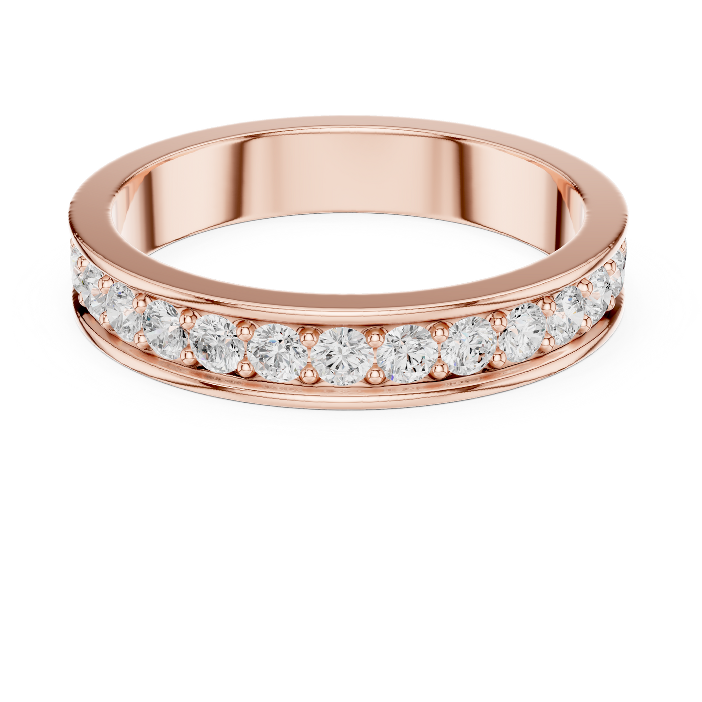 Unique Round Cut Lab Grown Diamond Channel Set Handcrafted Wedding Band - HIGHCARAT DIAMONDS