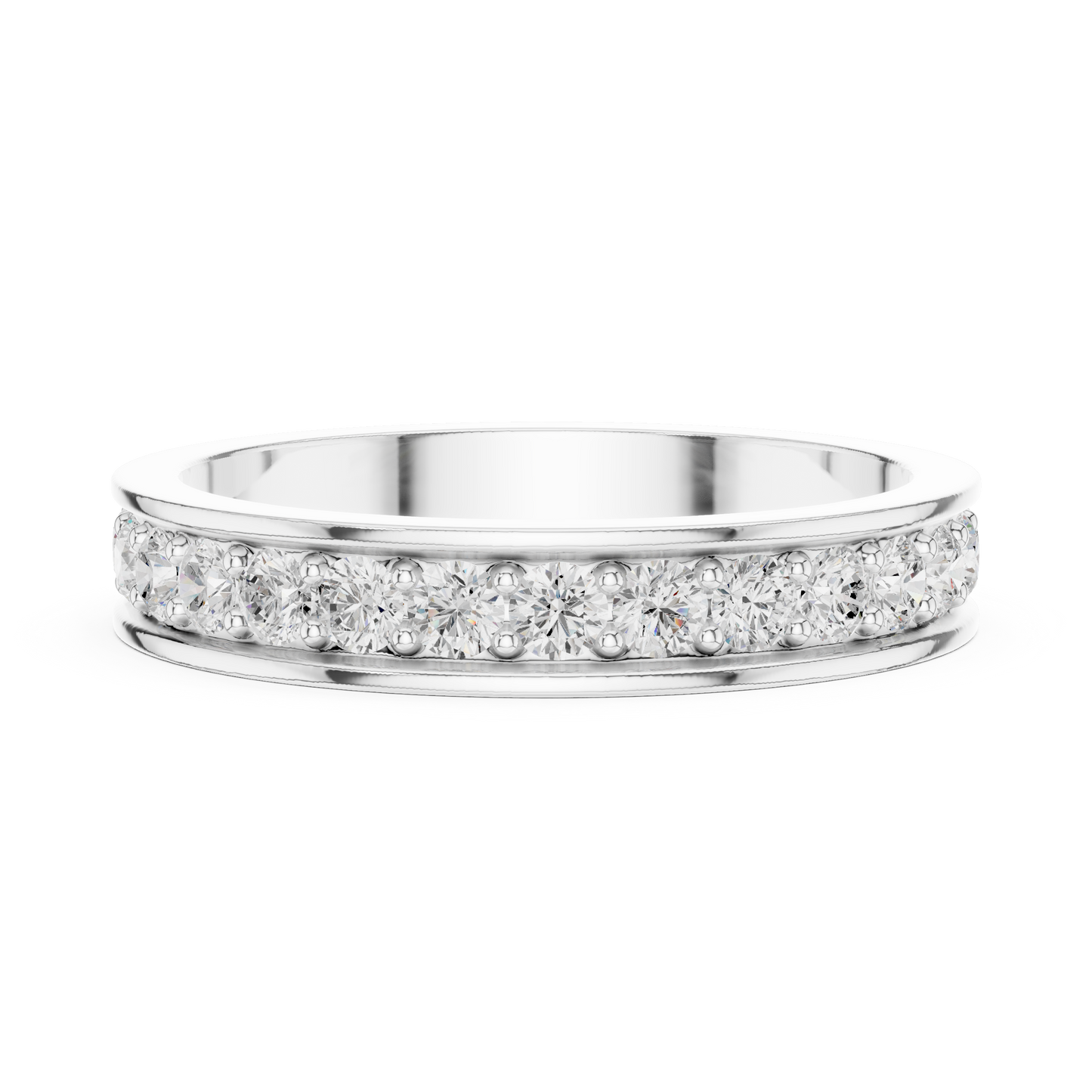 Unique Round Cut Lab Grown Diamond Channel Set Handcrafted Wedding Band - HIGHCARAT DIAMONDS