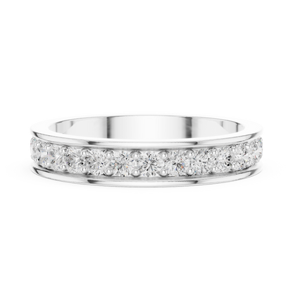 Unique Round Cut Lab Grown Diamond Channel Set Handcrafted Wedding Band - HIGHCARAT DIAMONDS