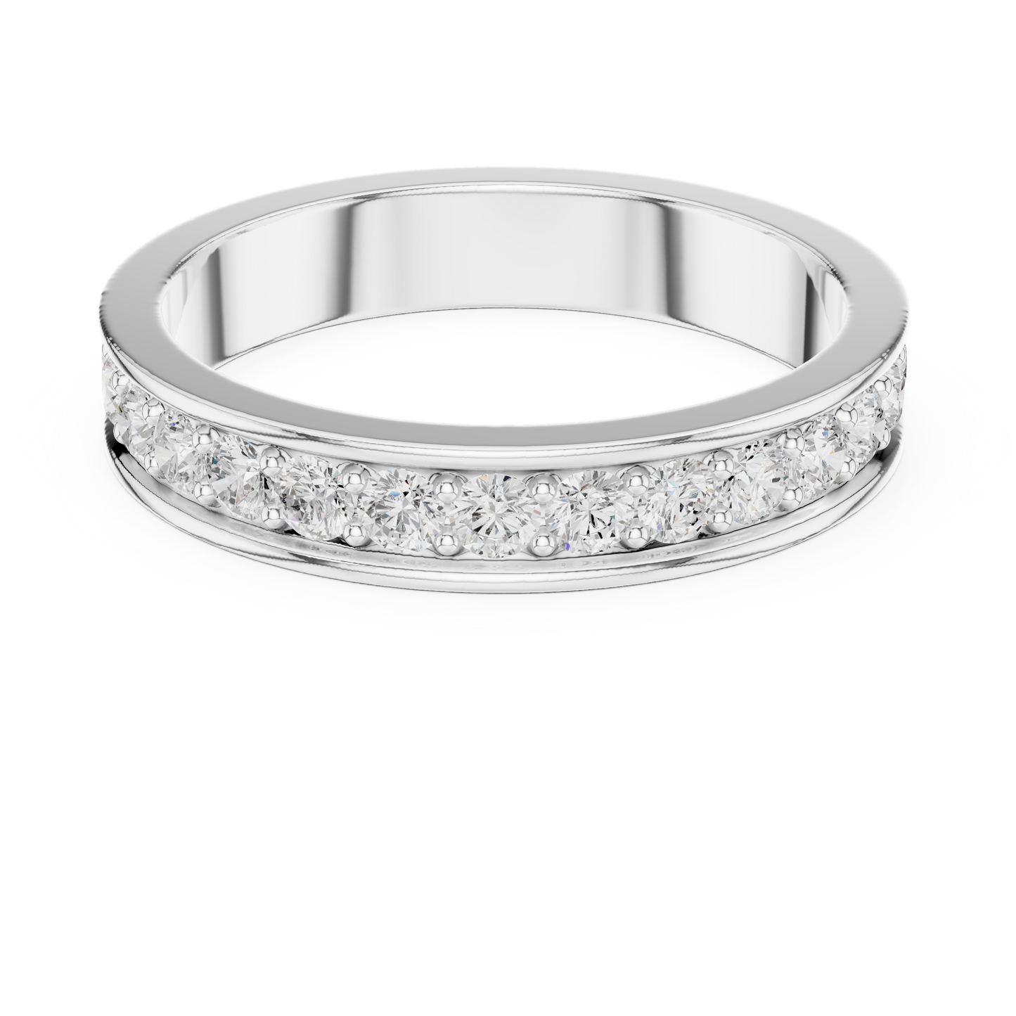 Unique Round Cut Lab Grown Diamond Channel Set Handcrafted Wedding Band - HIGHCARAT DIAMONDS