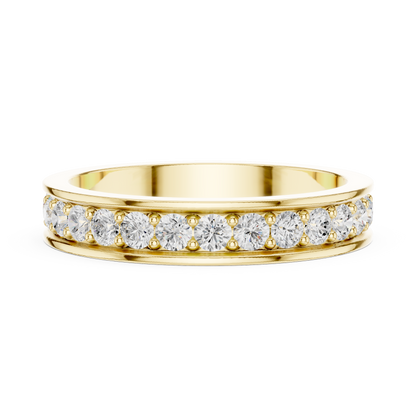 Unique Round Cut Lab Grown Diamond Channel Set Handcrafted Wedding Band - HIGHCARAT DIAMONDS