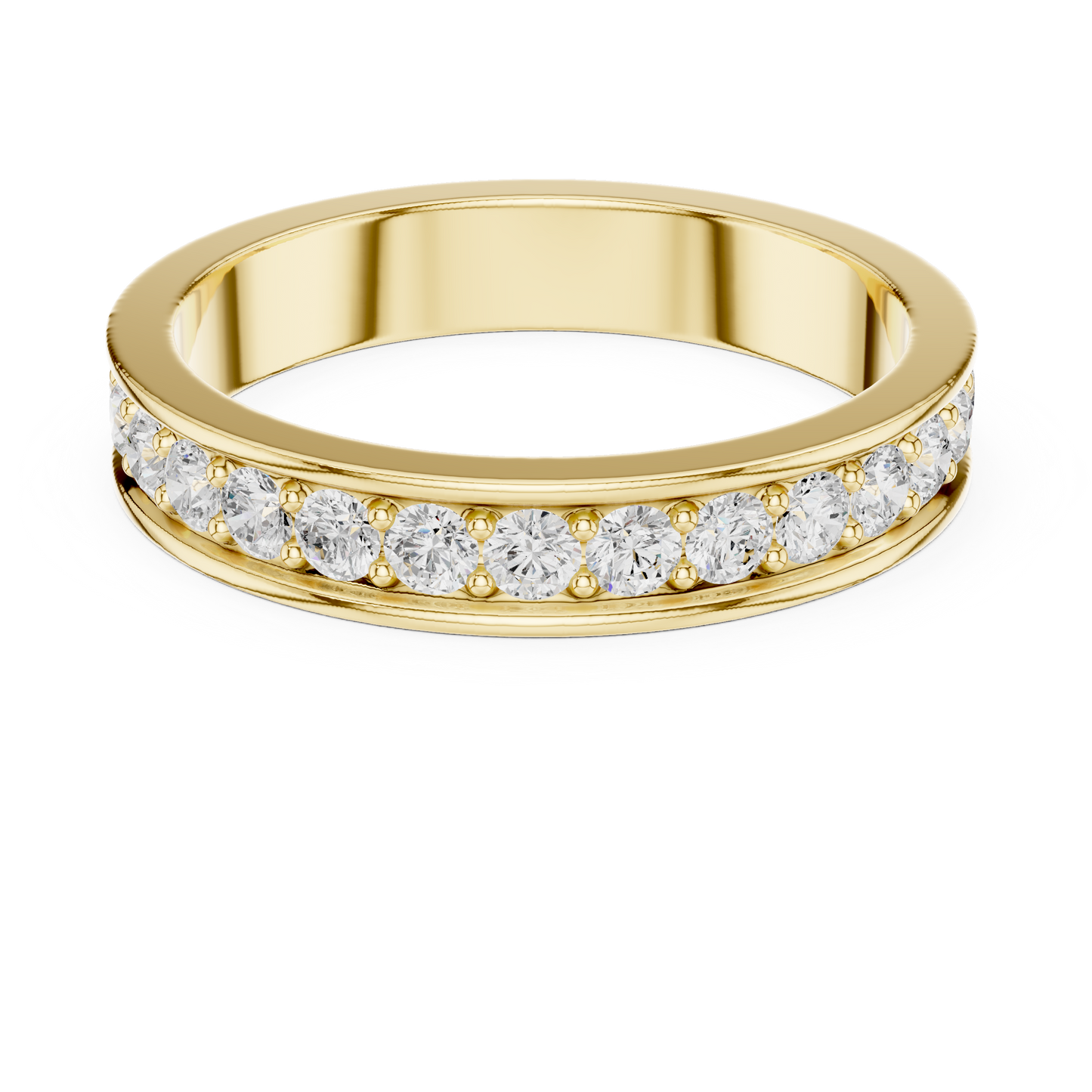 Unique Round Cut Lab Grown Diamond Channel Set Handcrafted Wedding Band - HIGHCARAT DIAMONDS