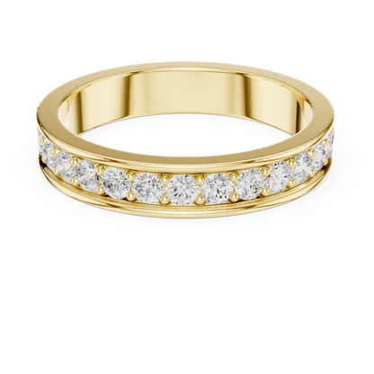 Unique Round Cut Lab Grown Diamond Channel Set Handcrafted Wedding Band - HIGHCARAT DIAMONDS