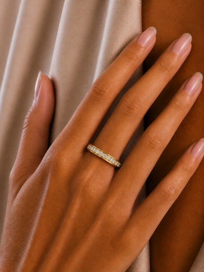 Unique Round Cut Lab Grown Diamond Channel Set Handcrafted Wedding Band - HIGHCARAT DIAMONDS