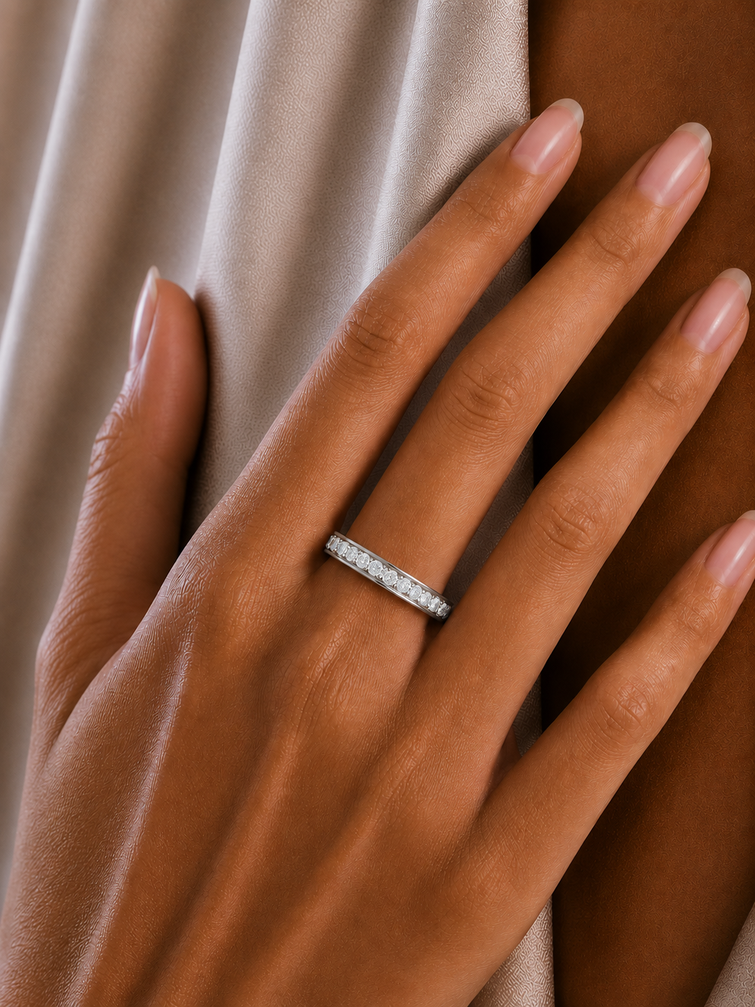 Unique Round Cut Lab Grown Diamond Channel Set Handcrafted Wedding Band - HIGHCARAT DIAMONDS