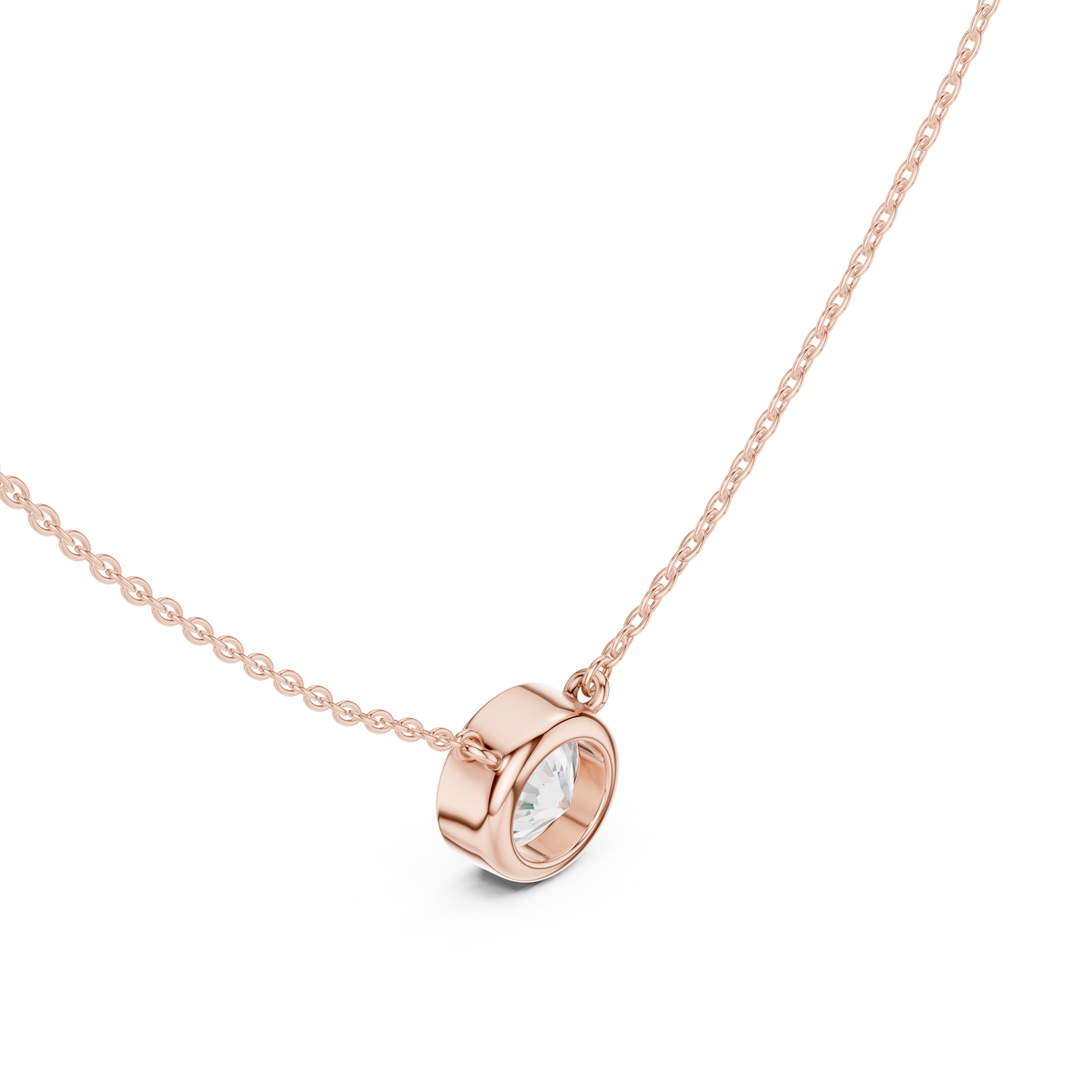 Unique Round Cut Lab Grown Diamond Solitaire Bezel Set Ethical Pendant - HIGHCARAT DIAMONDS