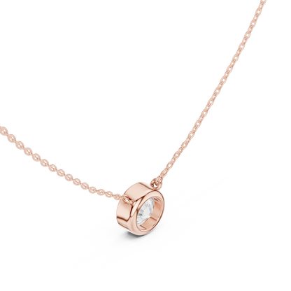 Unique Round Cut Lab Grown Diamond Solitaire Bezel Set Ethical Pendant - HIGHCARAT DIAMONDS