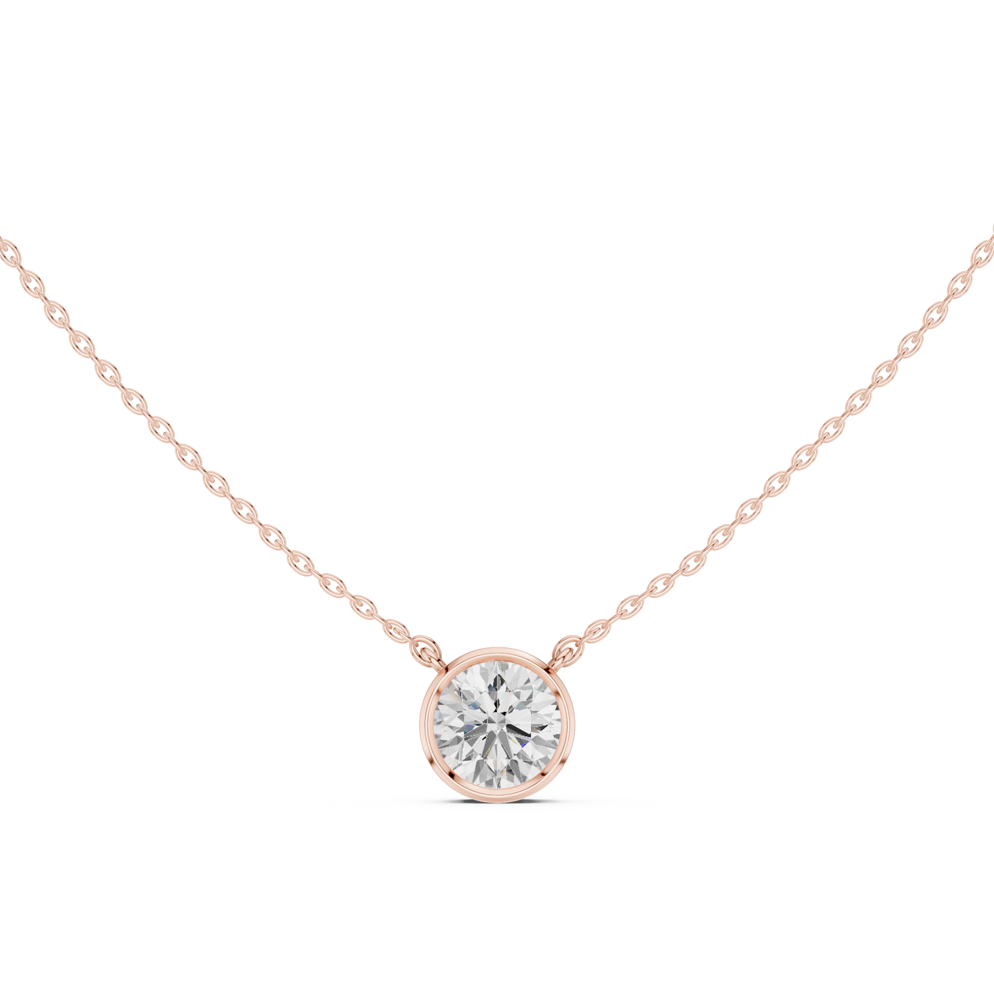 Unique Round Cut Lab Grown Diamond Solitaire Bezel Set Ethical Pendant - HIGHCARAT DIAMONDS