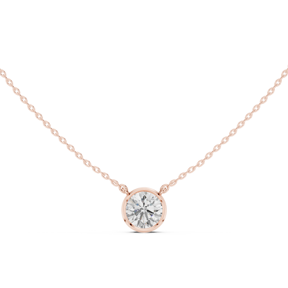 Unique Round Cut Lab Grown Diamond Solitaire Bezel Set Ethical Pendant - HIGHCARAT DIAMONDS