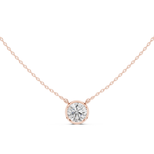 Unique Round Cut Lab Grown Diamond Solitaire Bezel Set Ethical Pendant - HIGHCARAT DIAMONDS