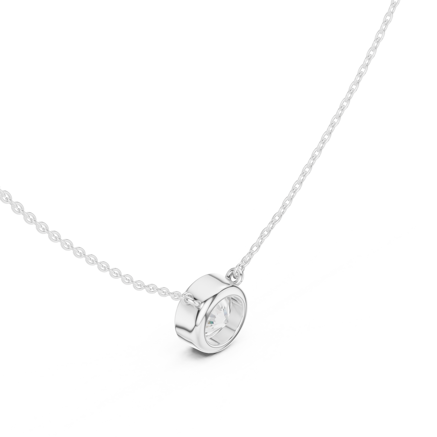 Unique Round Cut Lab Grown Diamond Solitaire Bezel Set Ethical Pendant - HIGHCARAT DIAMONDS