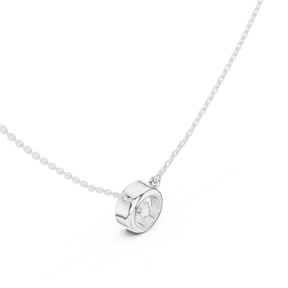 Unique Round Cut Lab Grown Diamond Solitaire Bezel Set Ethical Pendant - HIGHCARAT DIAMONDS