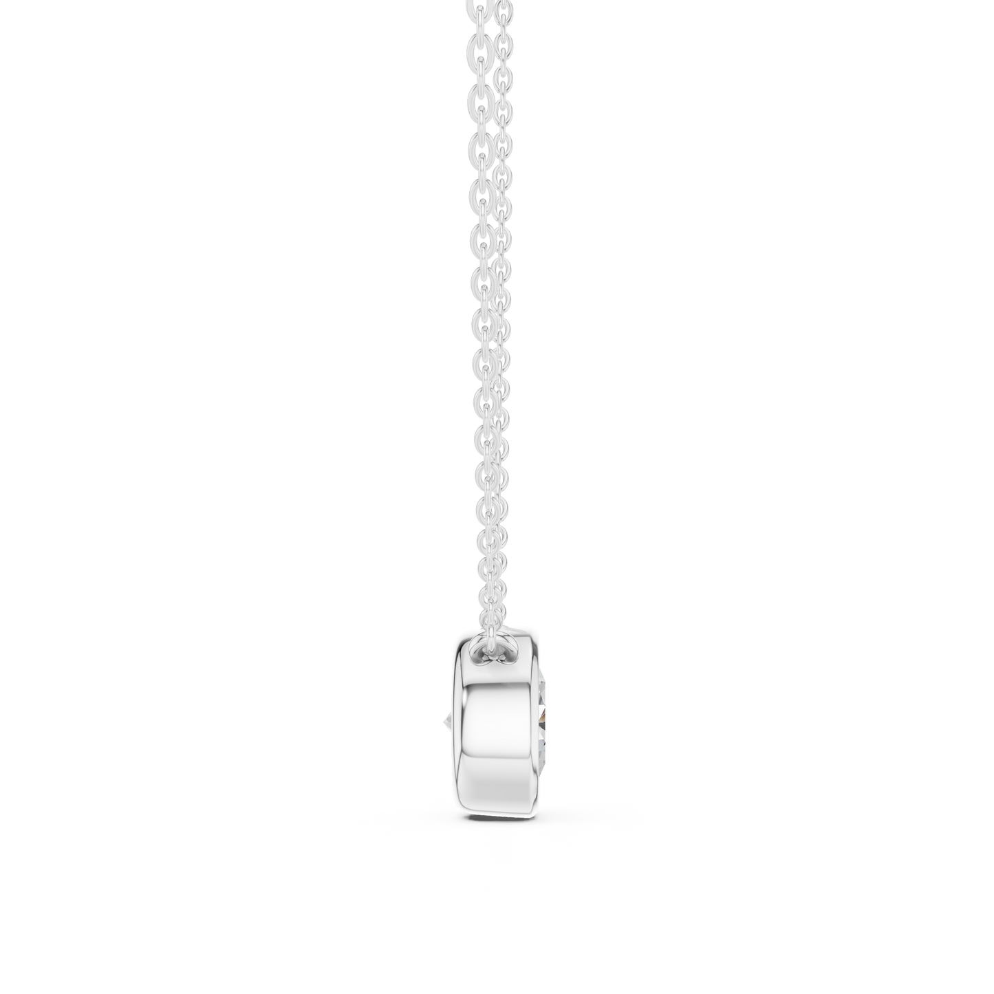 Unique Round Cut Lab Grown Diamond Solitaire Bezel Set Ethical Pendant - HIGHCARAT DIAMONDS