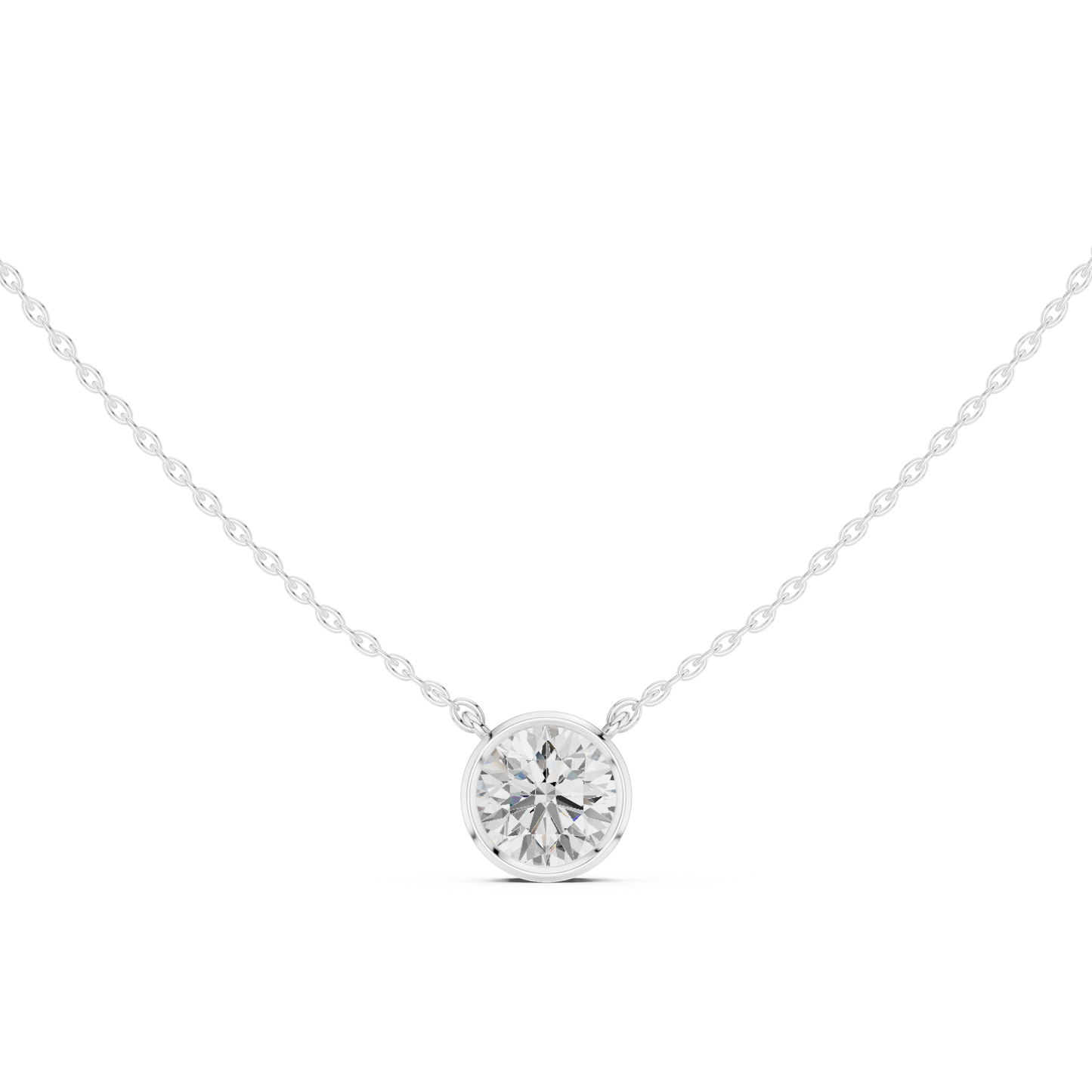 Unique Round Cut Lab Grown Diamond Solitaire Bezel Set Ethical Pendant - HIGHCARAT DIAMONDS