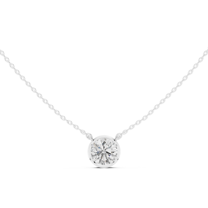 Unique Round Cut Lab Grown Diamond Solitaire Bezel Set Ethical Pendant - HIGHCARAT DIAMONDS