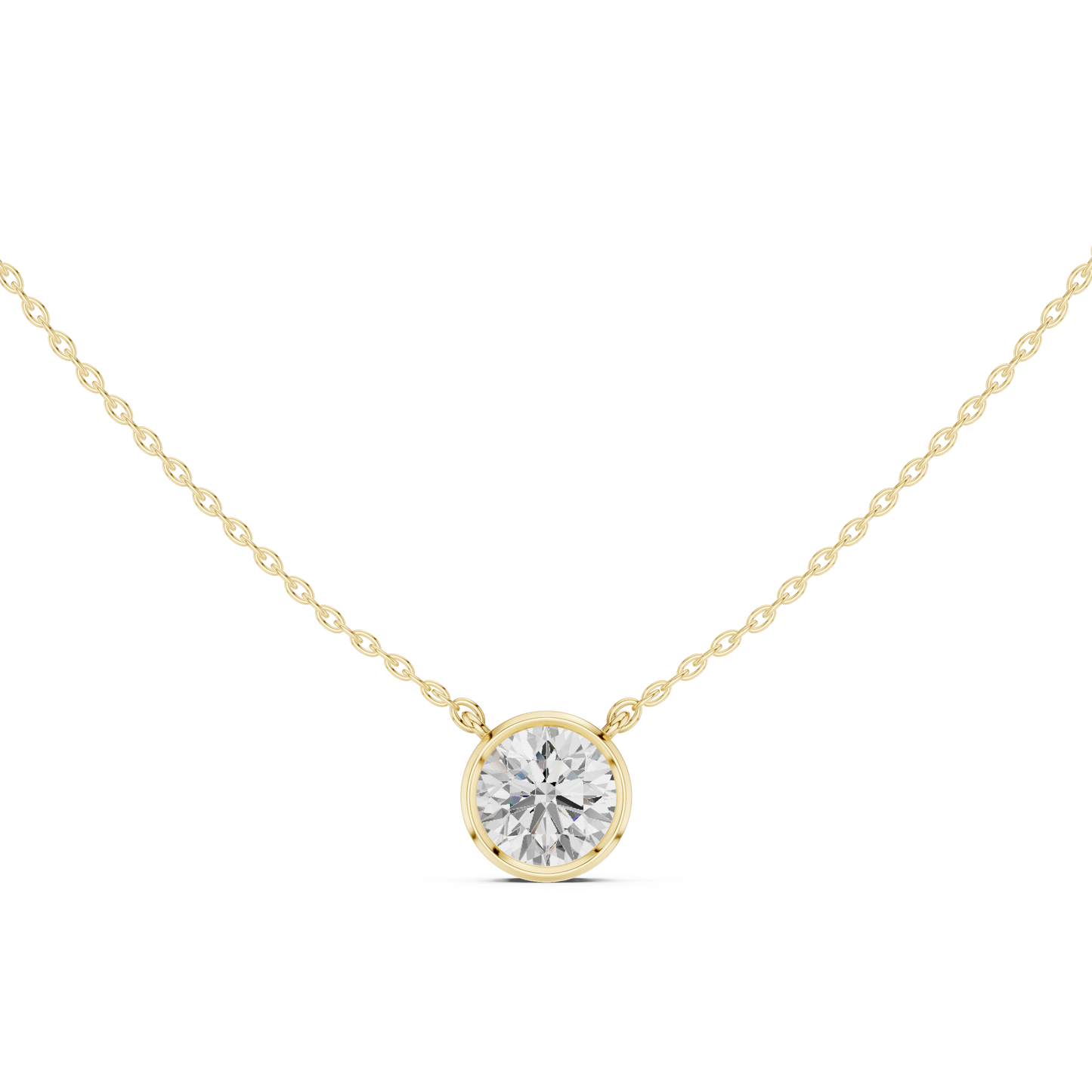 Unique Round Cut Lab Grown Diamond Solitaire Bezel Set Ethical Pendant - HIGHCARAT DIAMONDS