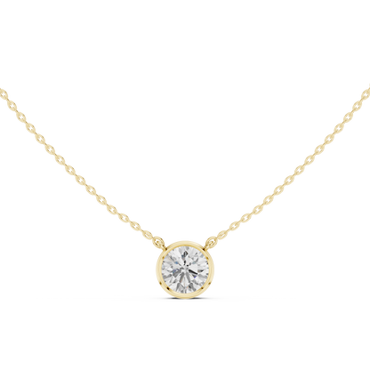 Unique Round Cut Lab Grown Diamond Solitaire Bezel Set Ethical Pendant - HIGHCARAT DIAMONDS