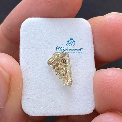 Unique Shield Cut Yellow Fancy Perfect Antique Lab Grown Diamond Use For Earring - HIGHCARAT DIAMONDS