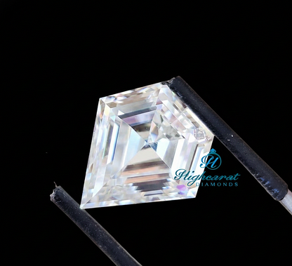 Unique Spear Shape Step Cut Lab Grown Diamond featuring elongated geometry and mirror like faceting