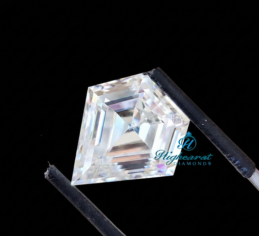 Unique Spear Shape Step Cut Lab Grown Diamond featuring elongated geometry and mirror like faceting