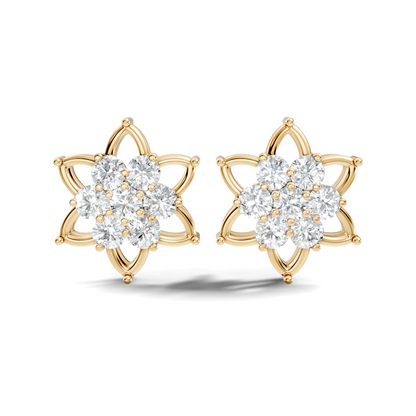 Unique Style Round Shape Natural & Lab Grown Diamond Sparkle Diamond Earrings