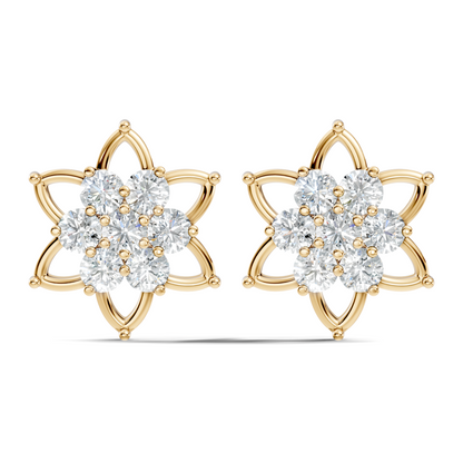 Unique Style Round Shape Natural & Lab Grown Diamond Sparkle Diamond Earrings