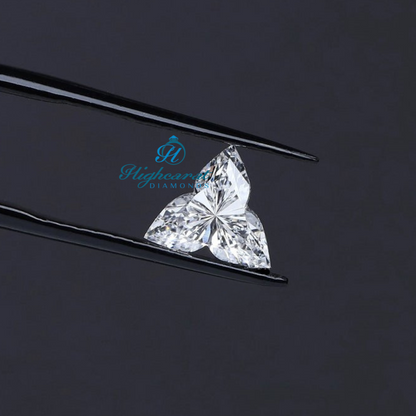 Trillion Lotus Cut Lab Grown Diamond with structured petal details and bright reflection