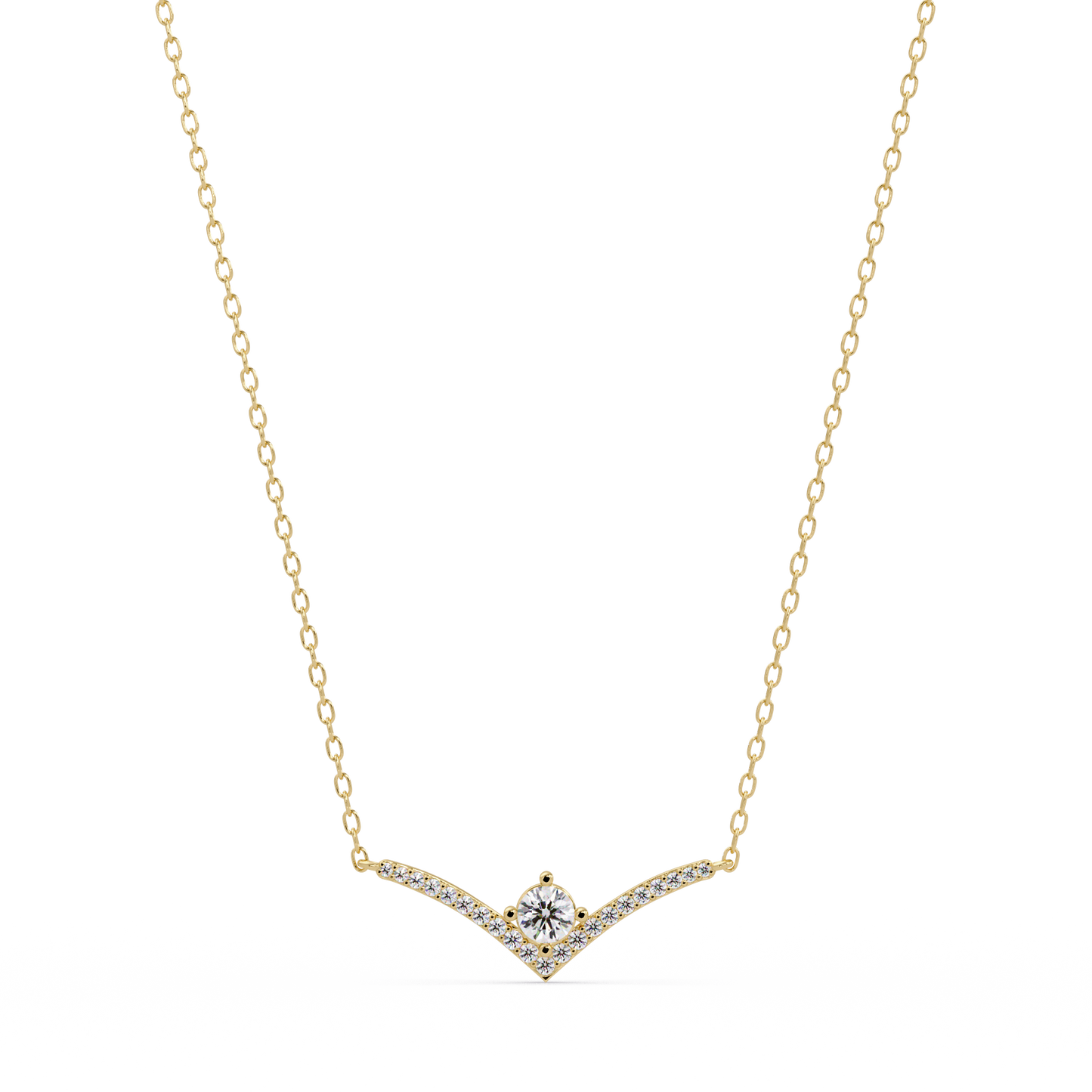 V Curve Lab Grown Diamond Rose Gold Pendant Necklace - HIGHCARAT DIAMONDS