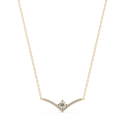 V Curve Lab Grown Diamond Rose Gold Pendant Necklace - HIGHCARAT DIAMONDS