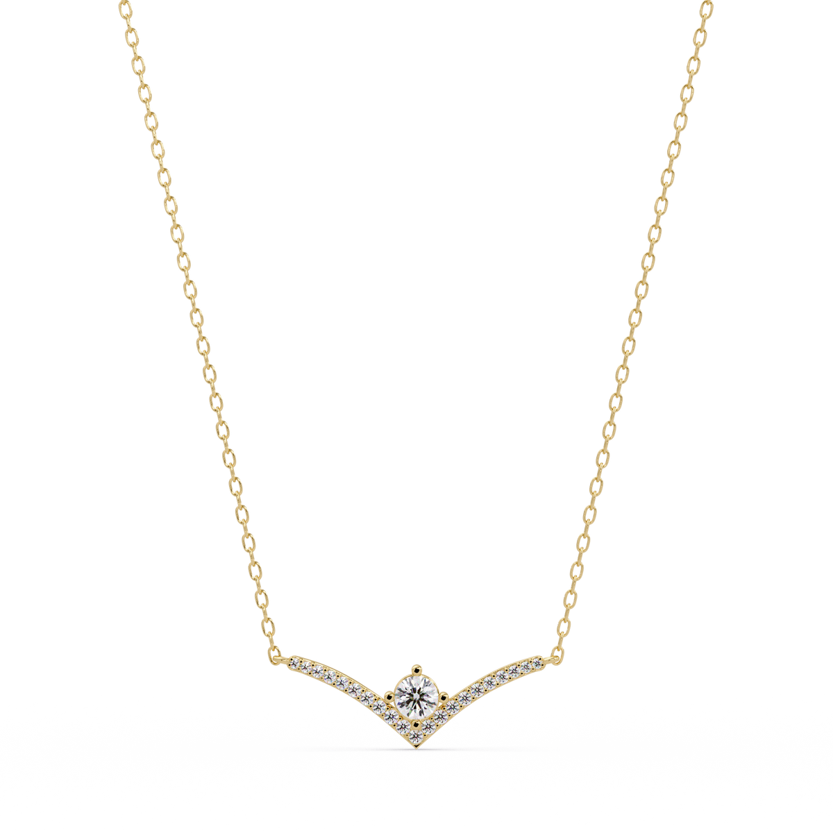 V Curve Lab Grown Diamond Rose Gold Pendant Necklace - HIGHCARAT DIAMONDS