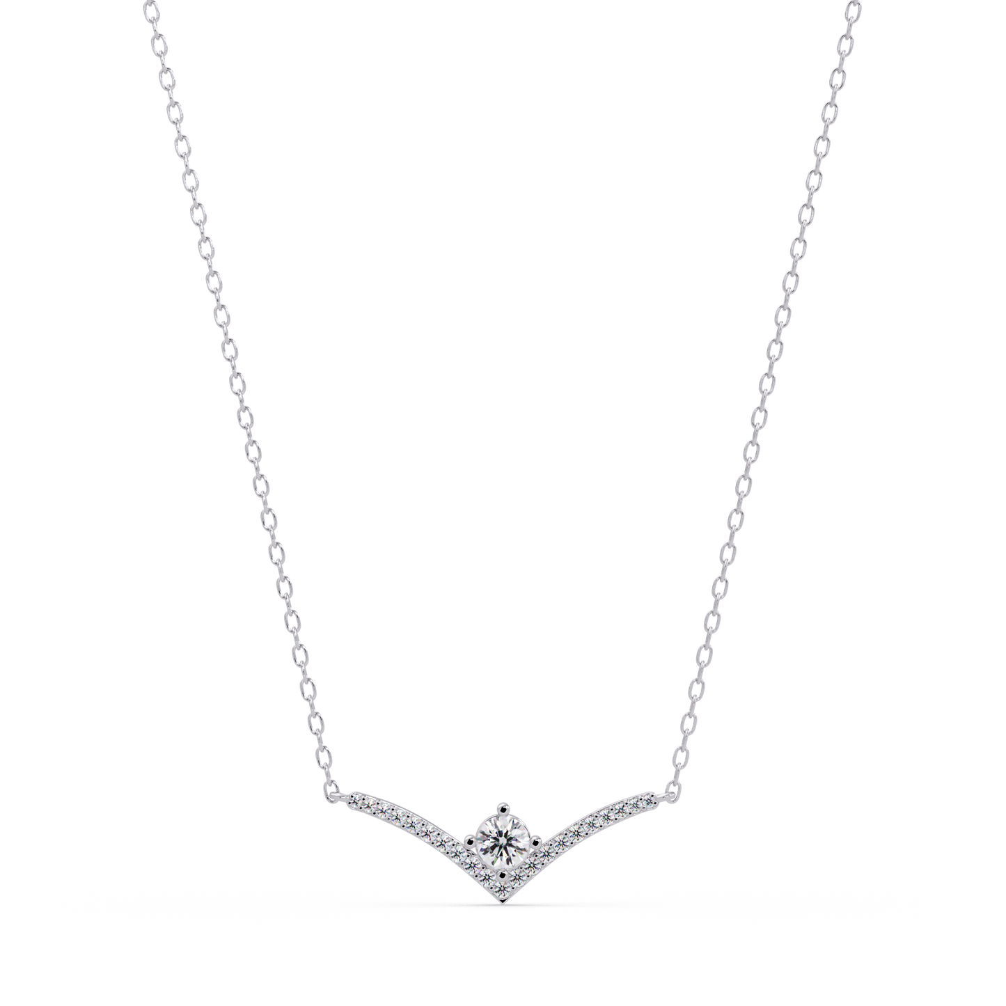 V Curve Lab Grown Diamond Rose Gold Pendant Necklace - HIGHCARAT DIAMONDS