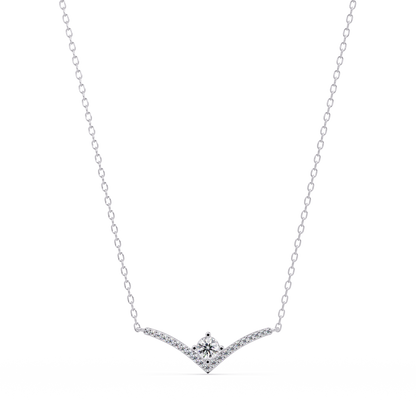 V Curve Lab Grown Diamond Rose Gold Pendant Necklace - HIGHCARAT DIAMONDS