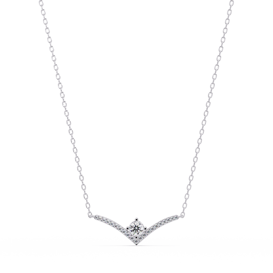 V Curve Lab Grown Diamond Rose Gold Pendant Necklace - HIGHCARAT DIAMONDS