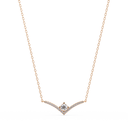 V Curve Lab Grown Diamond Rose Gold Pendant Necklace - HIGHCARAT DIAMONDS