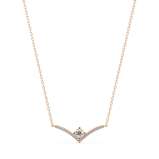 V Curve Lab Grown Diamond Rose Gold Pendant Necklace - HIGHCARAT DIAMONDS