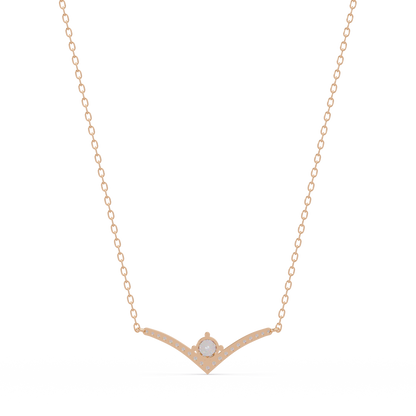V Curve Lab Grown Diamond Rose Gold Pendant Necklace - HIGHCARAT DIAMONDS