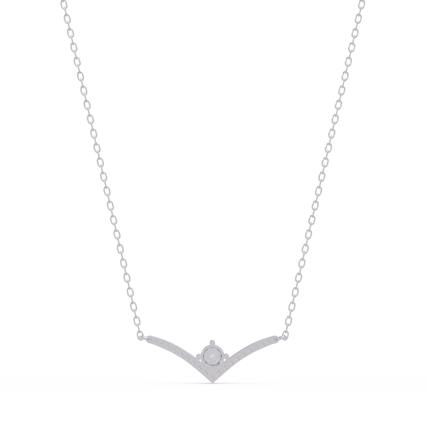 V Curve Lab Grown Diamond Rose Gold Pendant Necklace - HIGHCARAT DIAMONDS